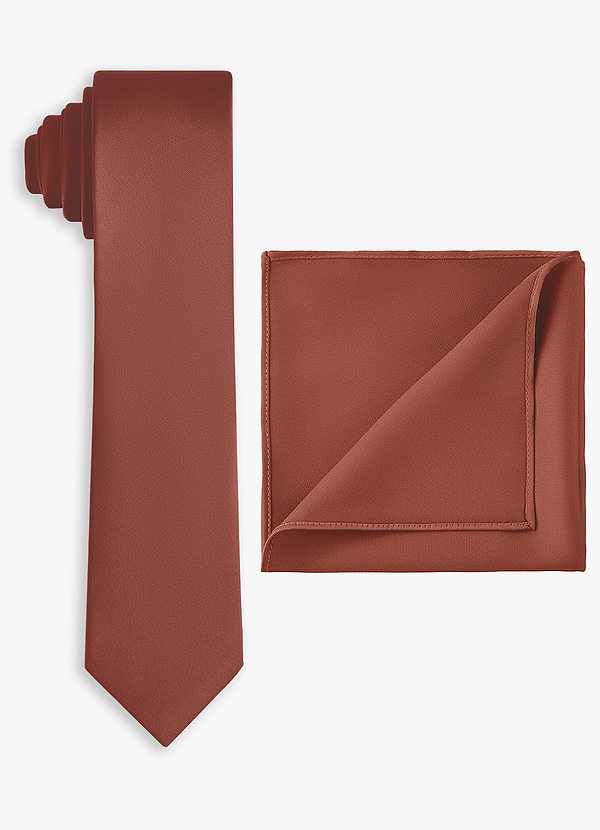 front Set cravatta sottile in raso elasticizzato e fazzoletto da taschino