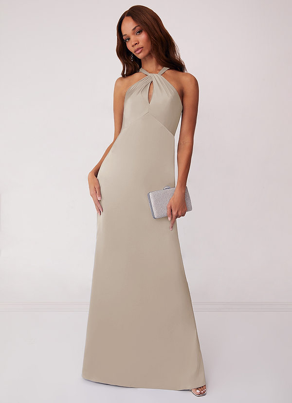 Barbie ♥ Azazie Bridesmaid Dresses Frost Sheath Stretch Satin Dress image1