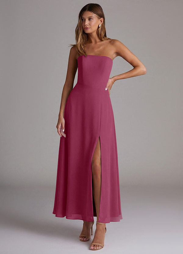 Azazie Wren Bridesmaid Dresses Vestido Amora de Chiffon de Linha A com Sem alças image1
