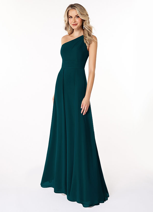 Azazie Dallas Bridesmaid Dresses Pine A-Line One Shoulder Chiffon Dress image1