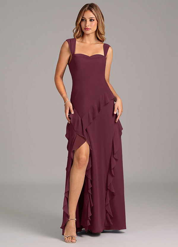 Azazie Sloane Bridesmaid Dresses Cabernet A-Line Sweetheart Neckline Chiffon Dress image1