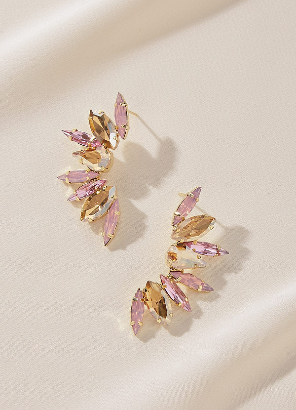 front Boucles d'oreilles en forme de croissant avec grappe de cristal