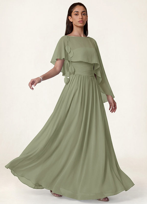 front Azazie Matching Color Floral Sheer Chiffon Cape