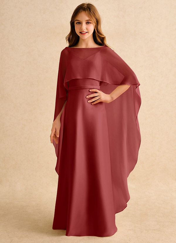 Azazie Fishie Girls Formal Abiti da Ragazza di Fiori Abito A-Line in Raso Opaco Ruggine image1