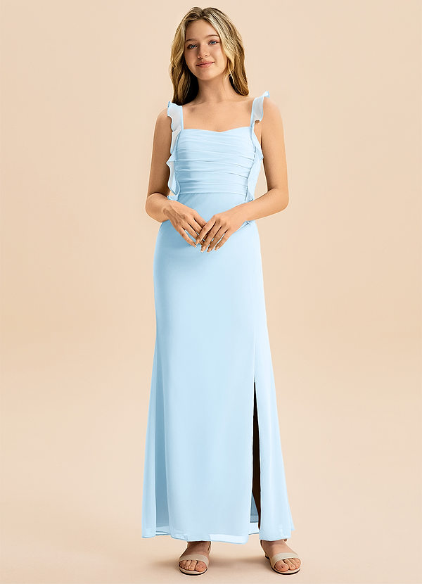 Azazie Jessamine Junior Sky Blue Mermaid Sweetheart Neckline Chiffon Dress image1
