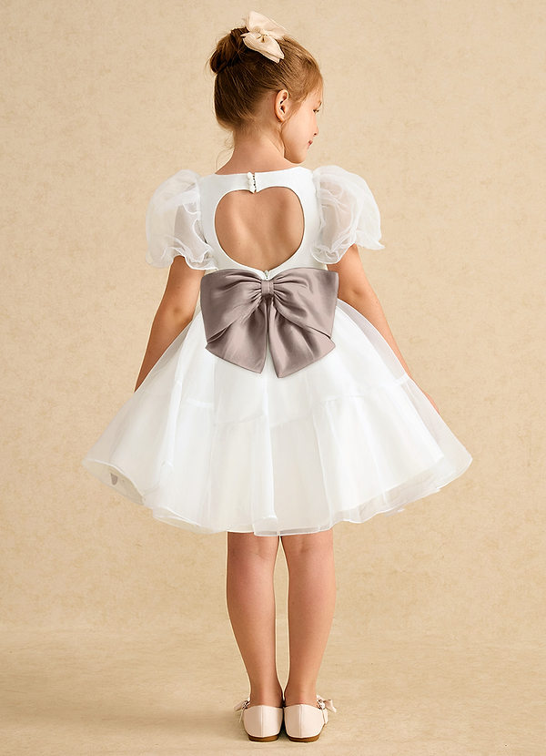 Azazie Debbie Vestidos de Niña de Flores Vestido de Marfil Taupe de Organza de Princesa con Escote de Corazón image1