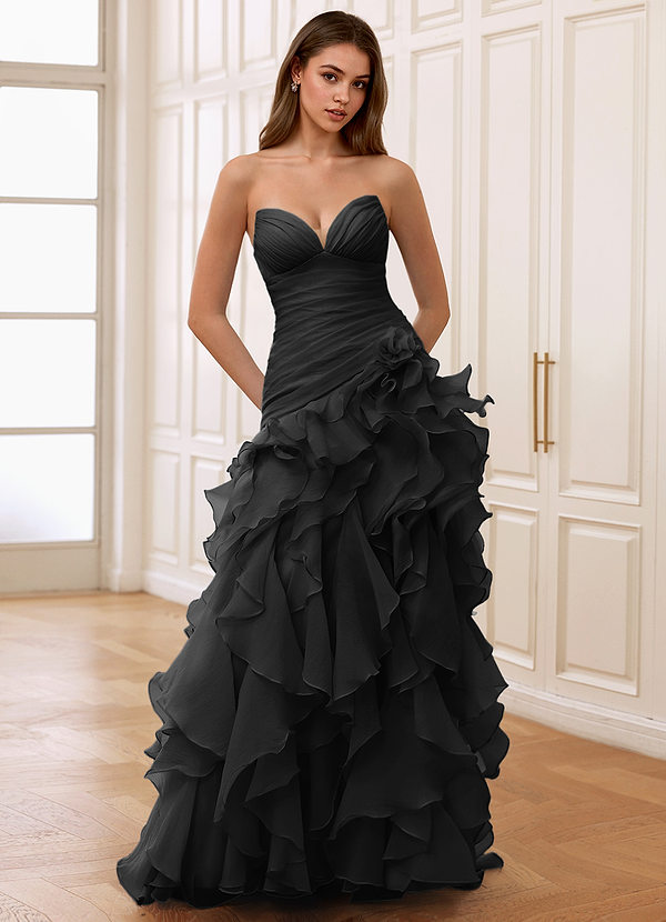 Christabelle Svart Korsettbalklänning med strass och genomskinlig spets image1