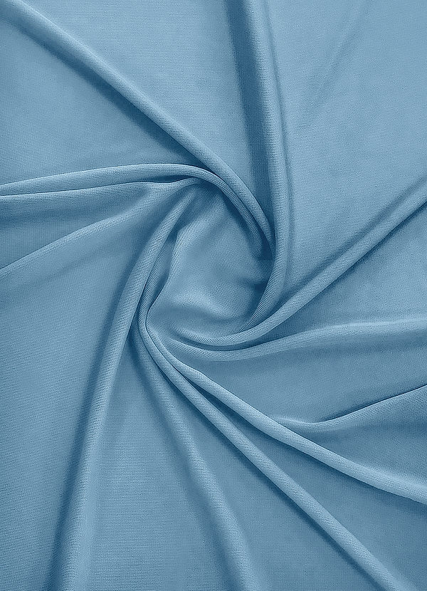 front Azazie Steel Blue Stretch Mesh Fabric By the Yard