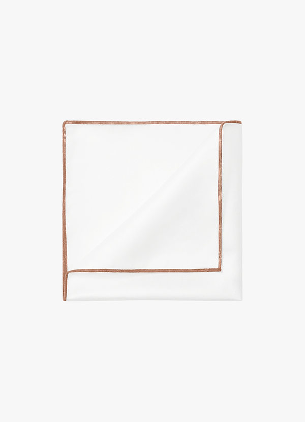 front Ivory Matte Satin Pocket Square with Colored Edge