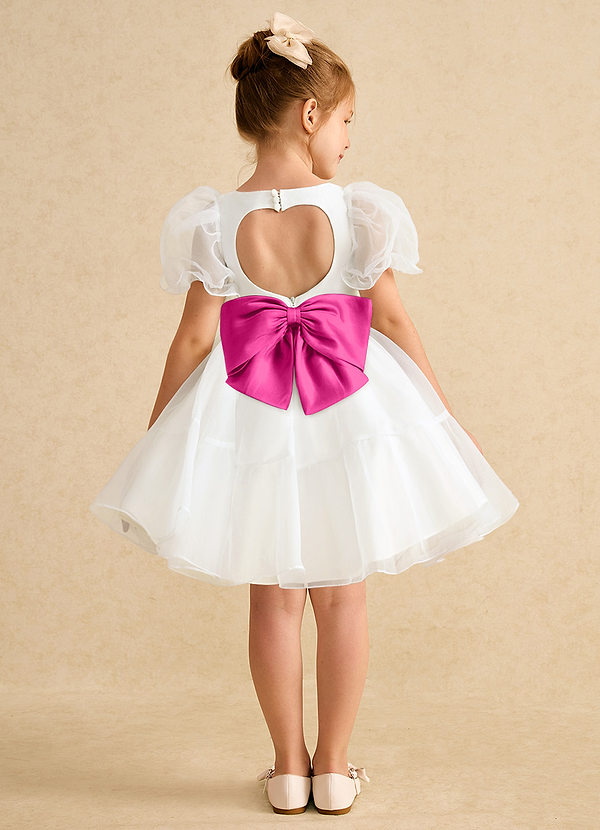 Azazie Debbie Vestidos de Niña de Flores Vestido de Marfil Fucsia de Organza de Princesa con Escote de Corazón image1