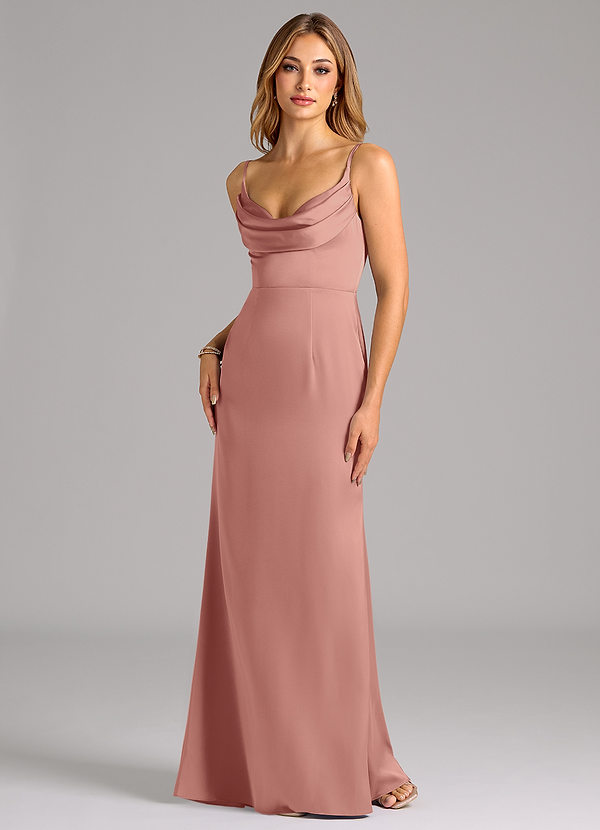 Azazie Aimee Bridesmaid Dresses Rosette A-Line Sweetheart Neckline Stretch Satin Dress image1