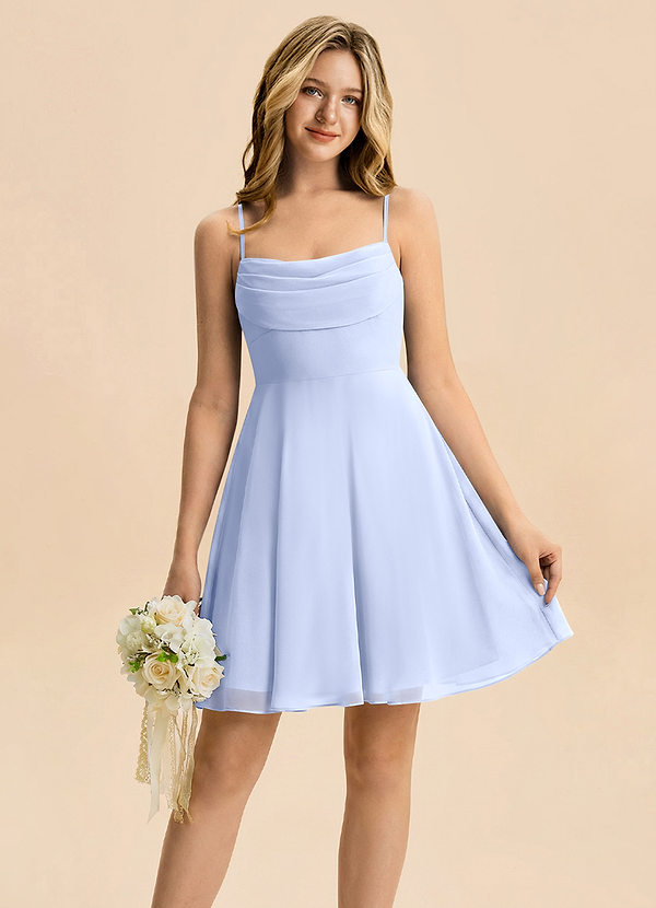 Azazie Bear Junior Ice A-Line Pleated Chiffon Dress image1