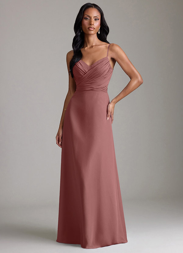 Azazie Kali Bridesmaid Dresses Desert Rose A-Line Pleated Chiffon Dress image1