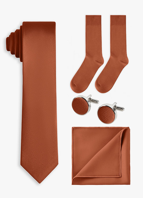front Conjunto de 4 piezas de corbata fina de satén elástico en color a juego