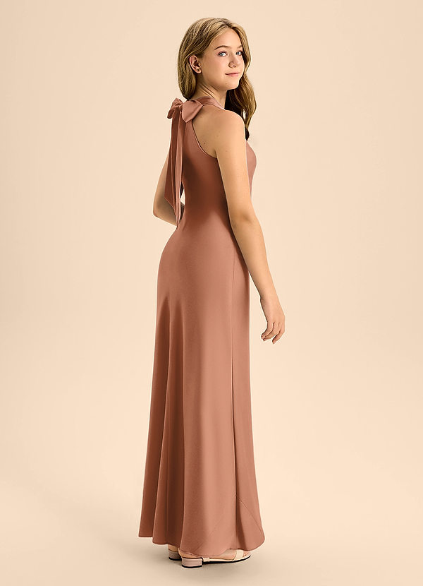 Azazie Doretta Junior Vestido de Bronceador de Satén Elástico de Corte En A con Plisado image1