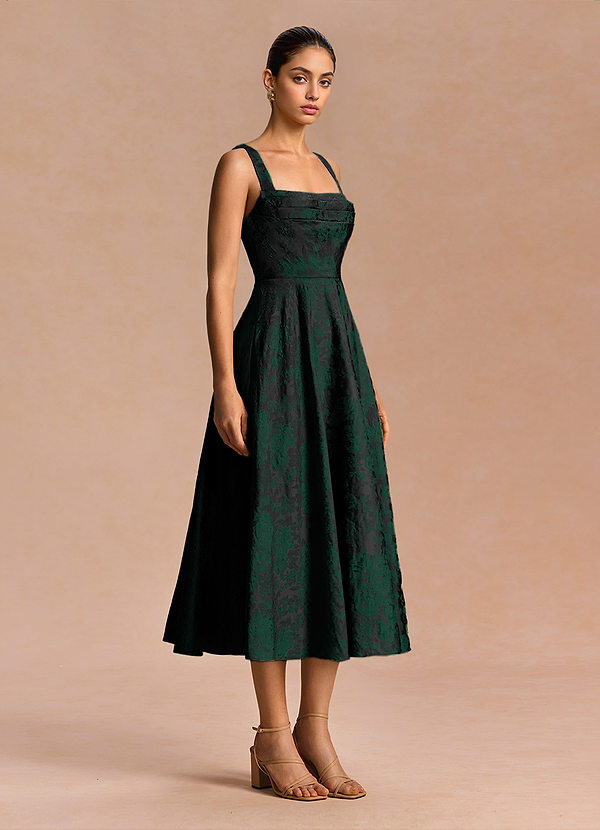 Robe Midi Noir émeraude Azara image1