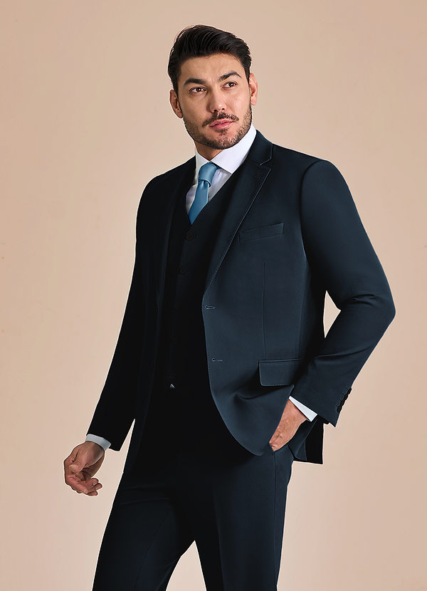front James Navy Blue Structured Stretch Suit Jacket