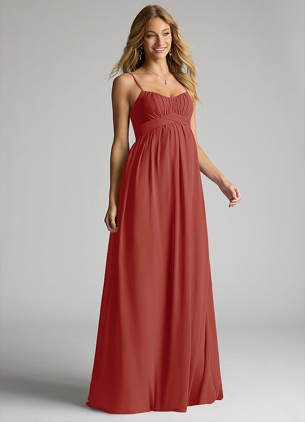 Azazie Llana Maternity Bridesmaid Dresses A-Line Chiffon Floor-Length Dress image1