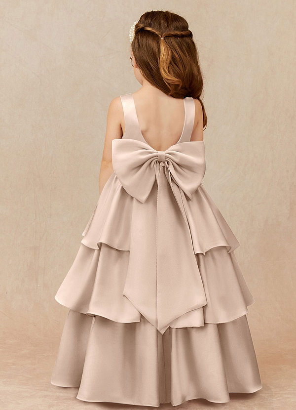 Margie Flower Girl Dresses English Rose A-Line Bow Stretch Satin Dress image1