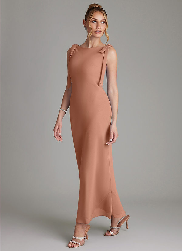 Azazie Luddie Bridesmaid Dresses Bronzer Mermaid Bow Chiffon Dress image1