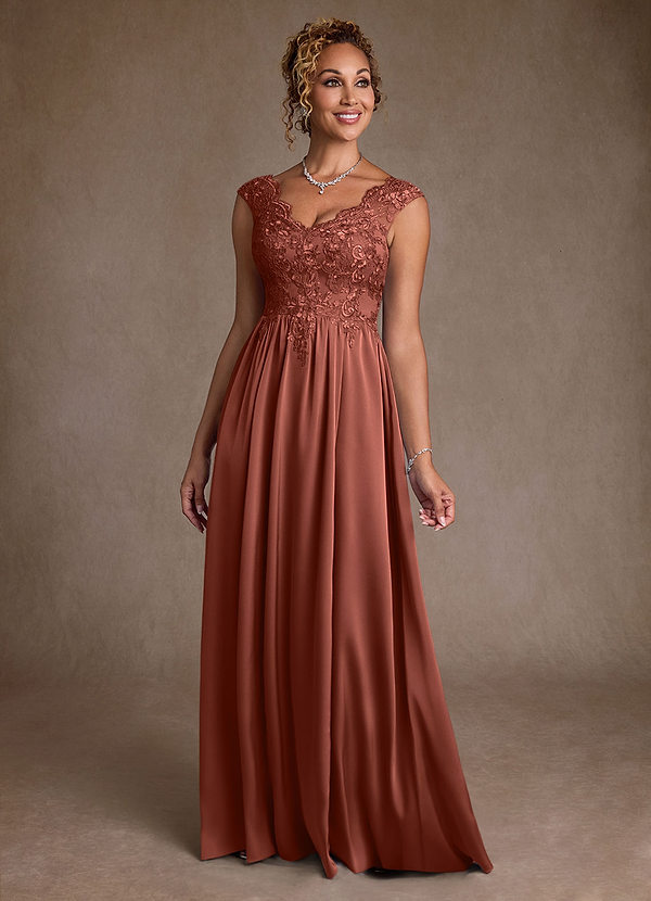 Azazie Amethyst Robe Mère de la Mariée & du Marié Robe Trapèze en Dentelle Auburn image1