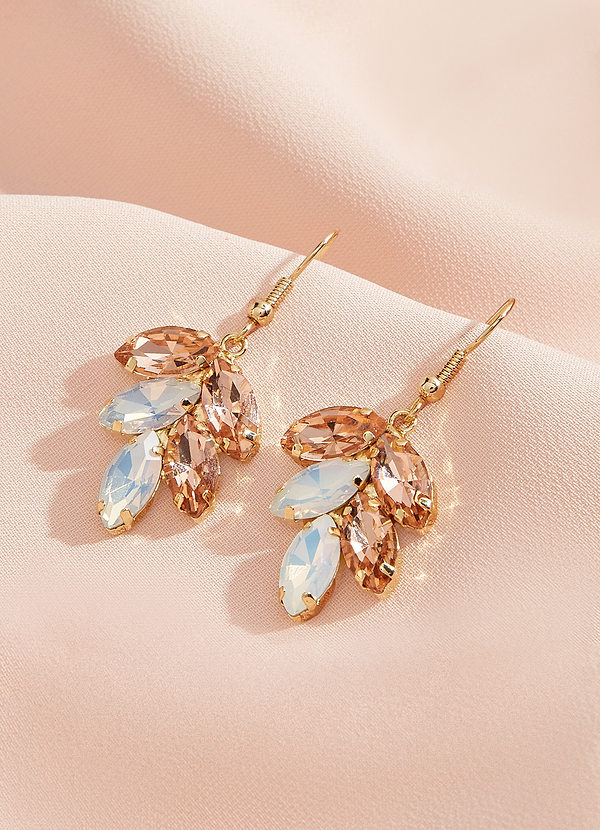 front Colorful Rhinestone Patchwork Drop Earrings