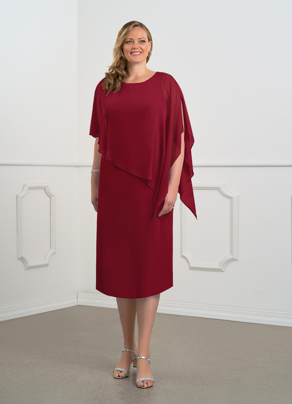 Azazie Sparrow Mother of the Brides Dresses Burgundy Sheath Sequins Chiffon Dress image1