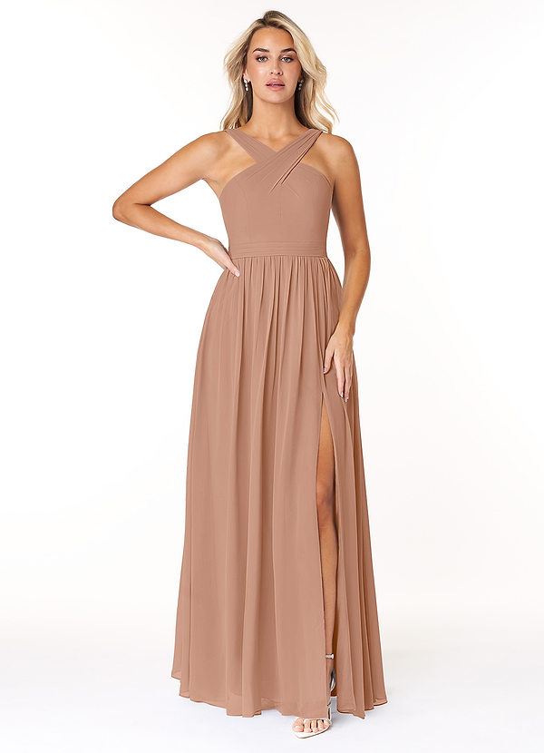 Azazie Elvira Suknie dla druhen Linia A Pofałdowany Szyfon Do ziemi Sukienka image1