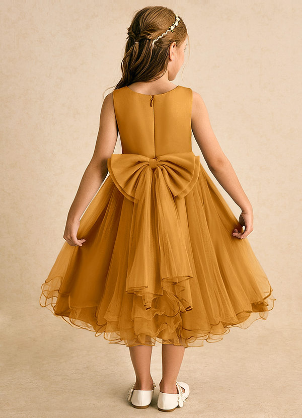 Azazie Lass Vestidos de Niña de Flores Vestido de Caramelo de Tul de Corte En A con Lazo image1