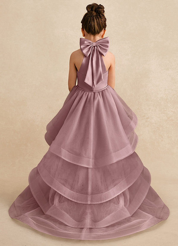 Azazie Bev Flower Girl Dresses Dusty Rose A-Line Convertible Tulle Dress image1