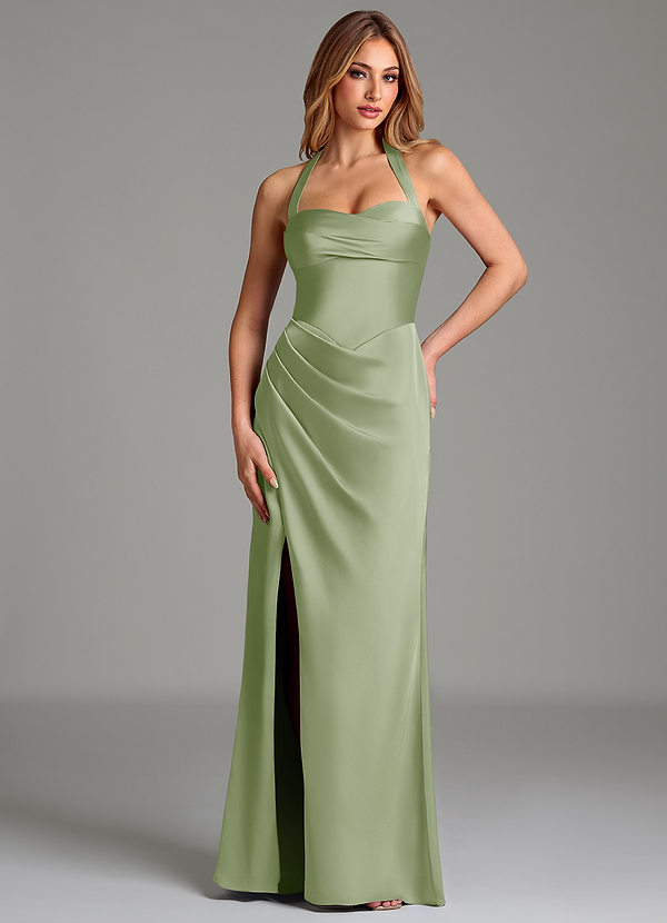 Azazie Serenity Bridesmaid Dresses Dusty Sage Mermaid Sweetheart Neckline Stretch Satin Dress image1