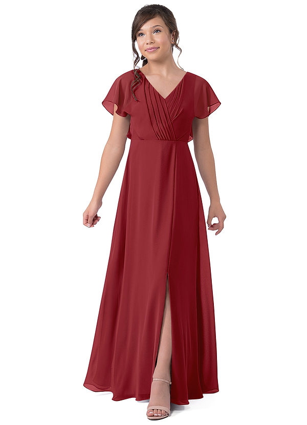 Pomegranate Azazie Rylee Junior Bridesmaid Dresses Azazie