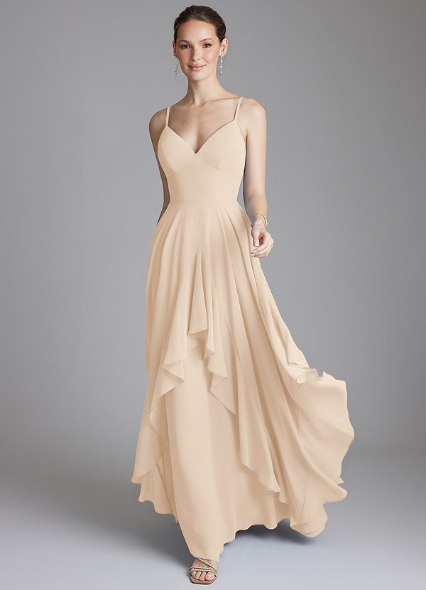 Azazie Zaina Bridesmaid Dresses White Alabaster A-Line Chiffon Dress image1