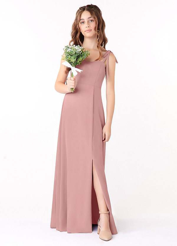 Azazie Rosey Junior Dusty Rose A-Line Sweetheart Neckline Chiffon Dress image1