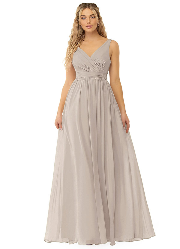 Azazie Kora Bridesmaid Dresses Frost A-Line Pleated Chiffon Dress image1