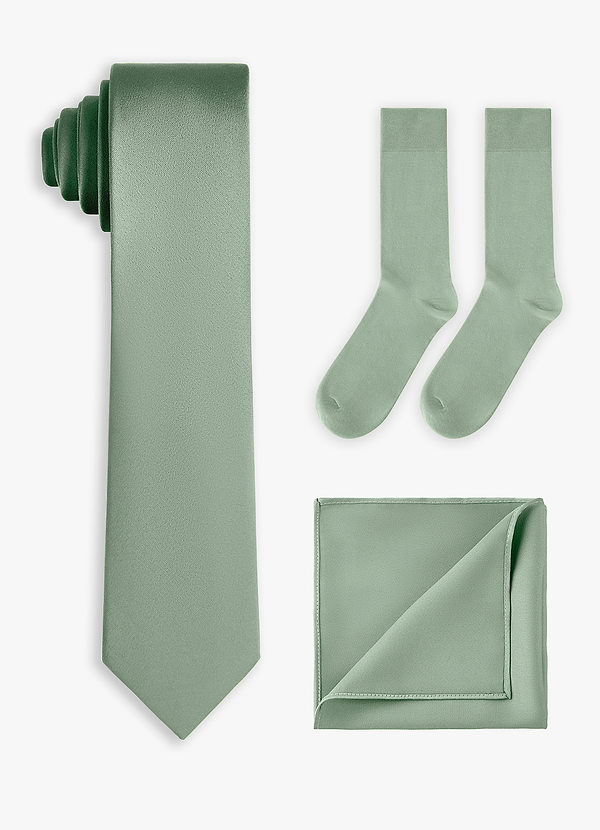 front Matching Stretch Satin Skinny Tie & Pocket Square & Socks Set