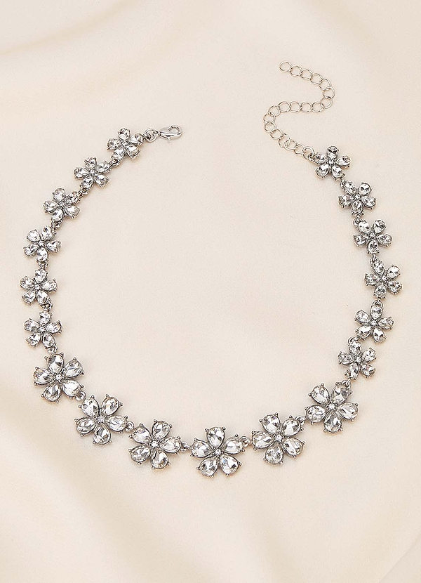 front Crystal Statement Flower Necklace