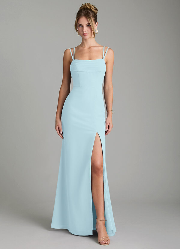 Azazie Egypt Bridesmaid Dresses Cloud Blue Sheath Sweetheart Neckline Chiffon Dress image1