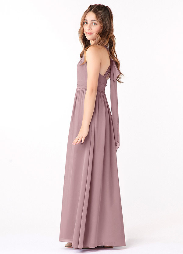 Azazie Jaylah Junior Dusty Rose A-Line Ruched Chiffon Dress image1