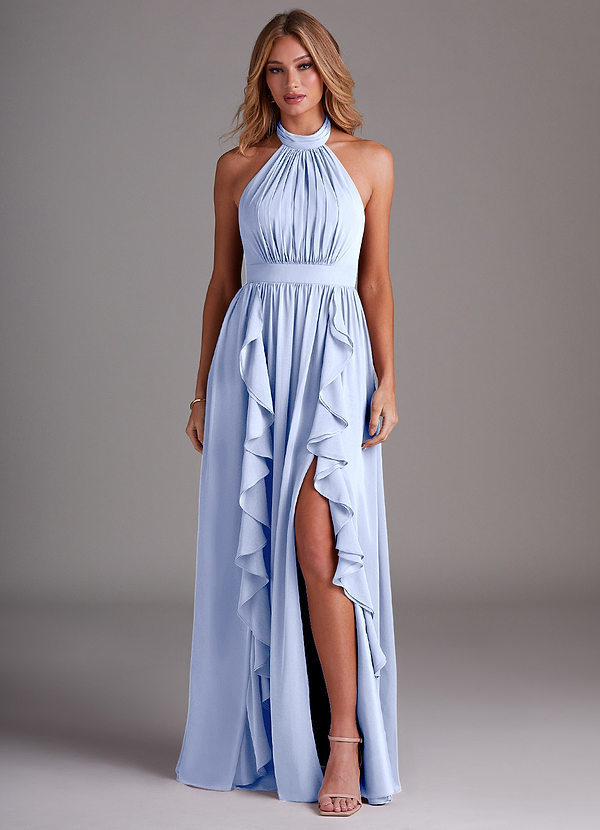 Azazie Avary Bridesmaid Dresses Ice A-Line Pleated Chiffon Dress image1