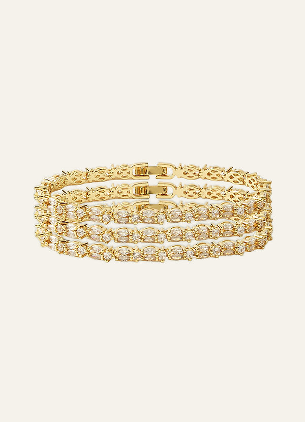 front Paquete de 3 pulseras de tenis con circonitas cúbicas marquesa de doble fila