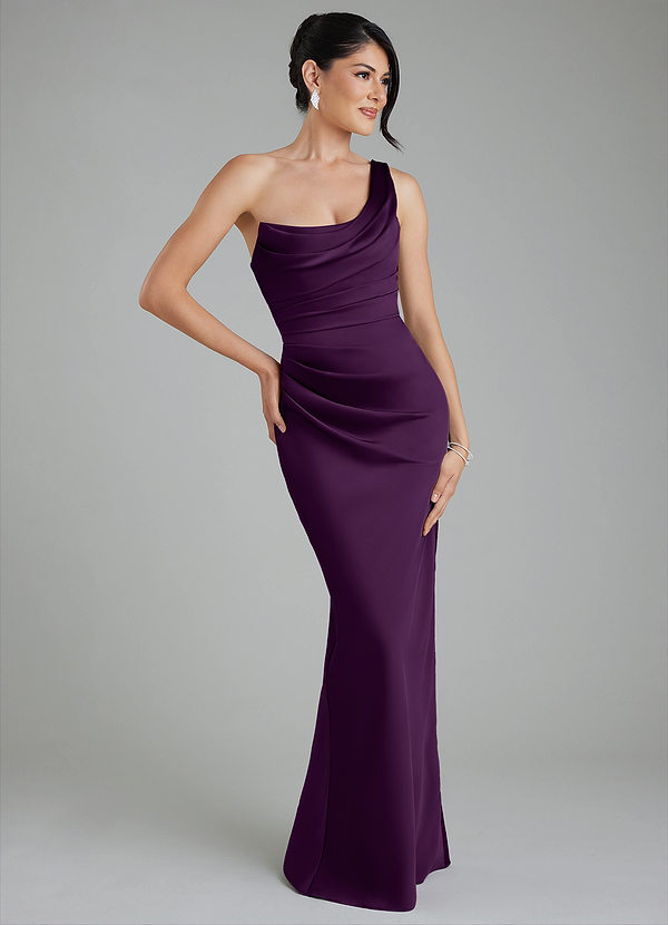 Azazie Sabrina Robes de demoiselle d'honneur Robe Sirène en Satin extensible Corset Grain De Raisin image1