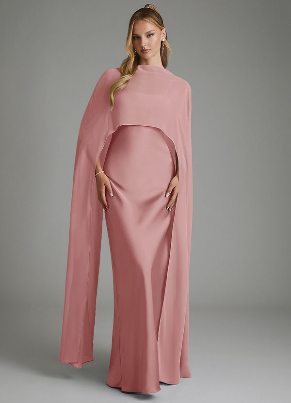 Azazie Nova Bridesmaid Dresses Dusty Rose Sheath Strapless Stretch Satin Convertible Dress image1