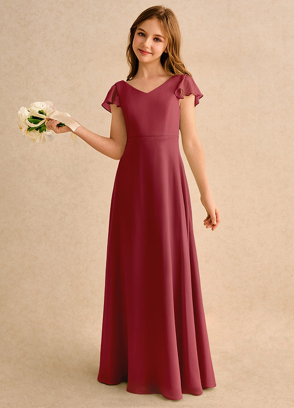 Azazie Nari Girls Formal Vestidos de Niña de Flores Vestido de Granada de Gasa de Corte en A con Con mangas image1