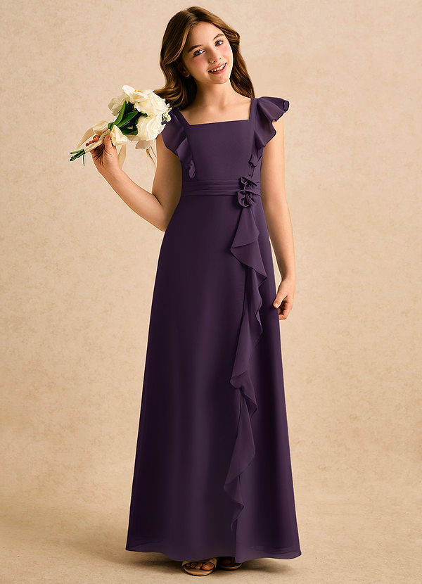 Azazie Soso Girls Formal Sukienki dla dziewczynek sypiących kwiaty Linia A Pofałdowany Szyfon Długość podłogi Sukienka image1