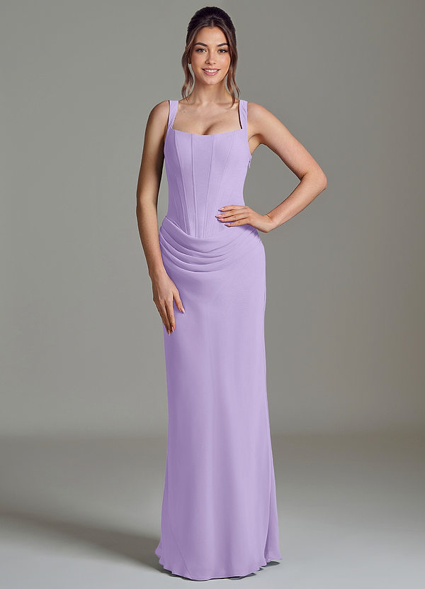 Azazie Niamh Bridesmaid Dresses Lilac Mermaid Corset Chiffon Dress image1