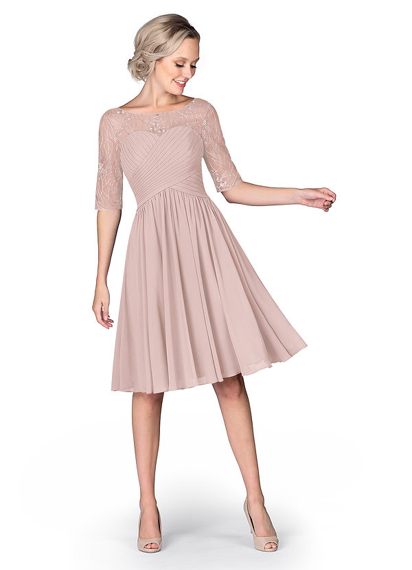 dusty rose tea length dress