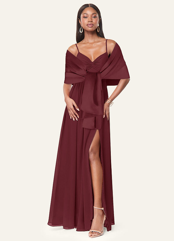 front Azazie Matching Color Aleena Matte Satin Shawl