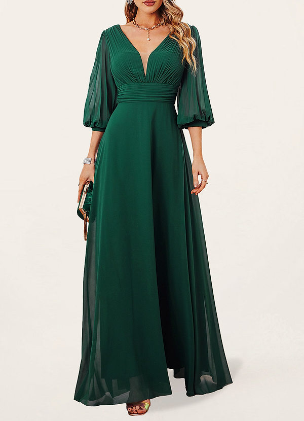 front Newburgh Dark Emerald Half Sleeve Maxi Dress