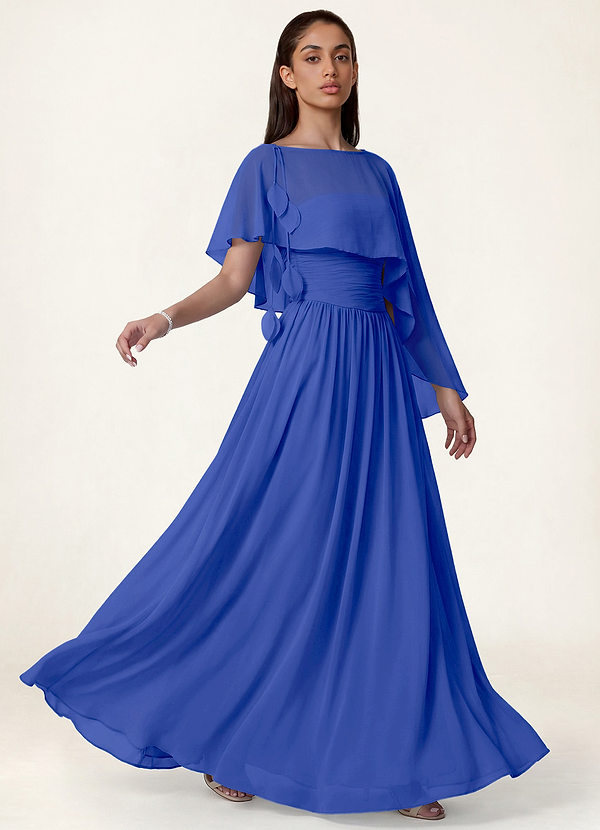front Azazie Matching Color Floral Sheer Chiffon Cape